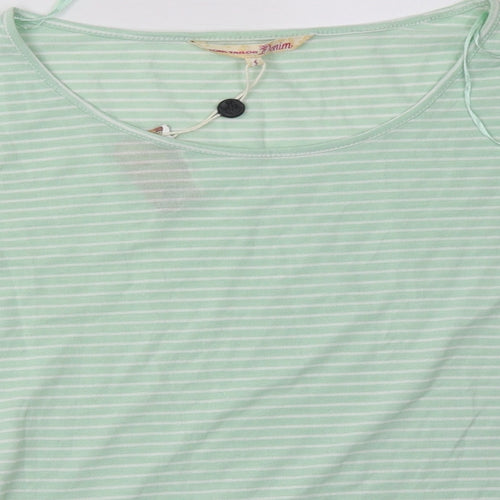 TOM TAILOR Womens Green Striped Polyester Pullover Sweatshirt Size S  Pullover