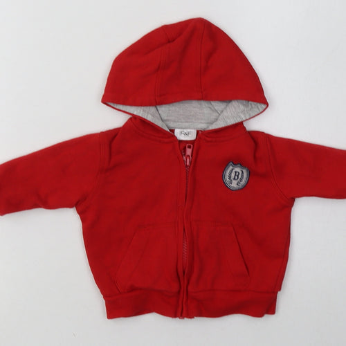 F&F Boys Red   Basic Jacket Jacket Size 3-6 Months   Zip