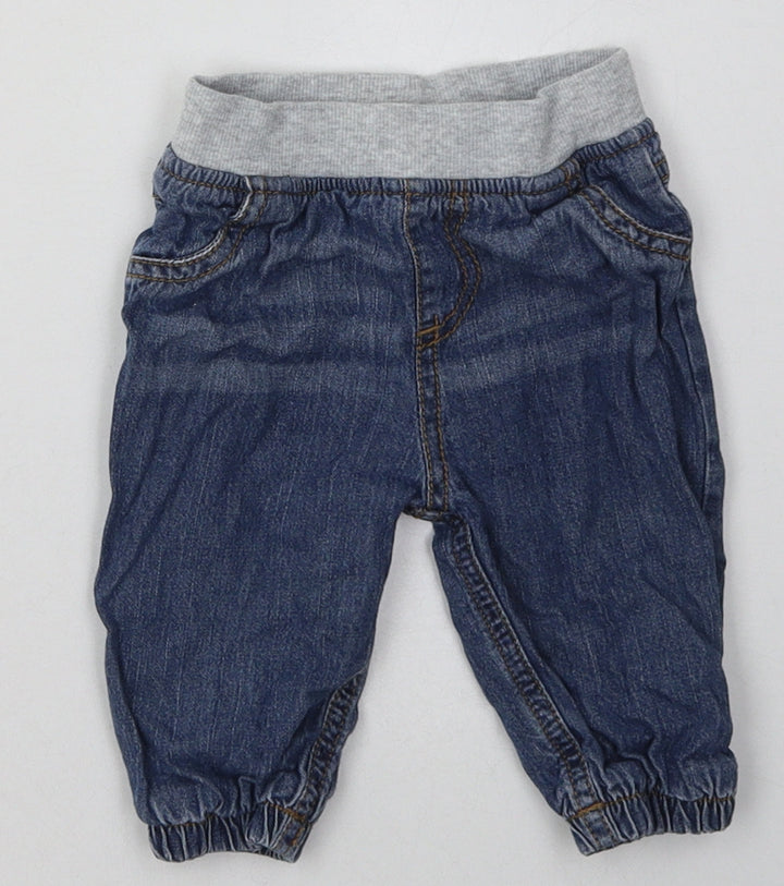 F&F Boys Blue  Cotton Capri Trousers Size 3-6 Months