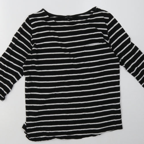 New Look Womens Black Striped Cotton Pullover Sweatshirt Size 6  Pullover