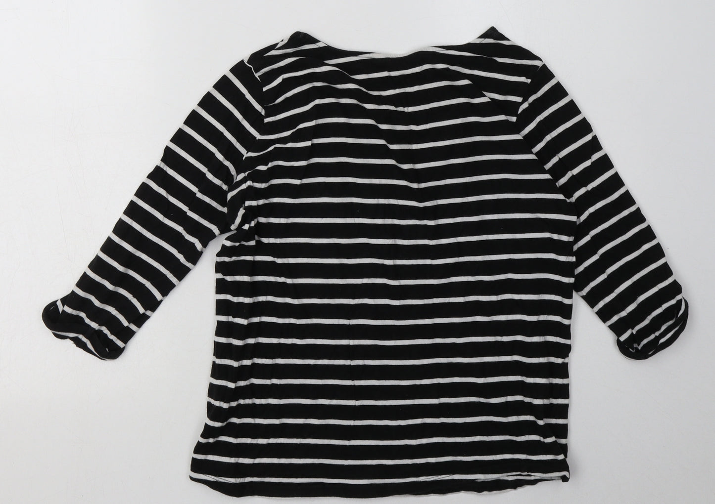 New Look Womens Black Striped Cotton Pullover Sweatshirt Size 6  Pullover