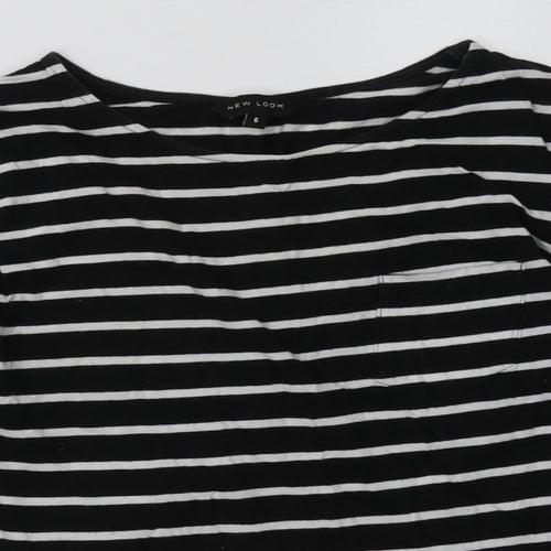 New Look Womens Black Striped Cotton Pullover Sweatshirt Size 6  Pullover