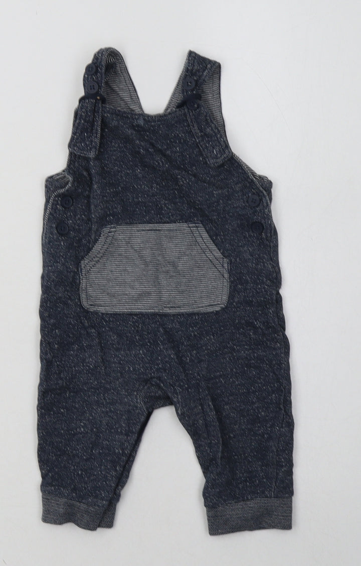 George Boys Blue Cotton Dungaree One-Piece Size 3-6 Months Button