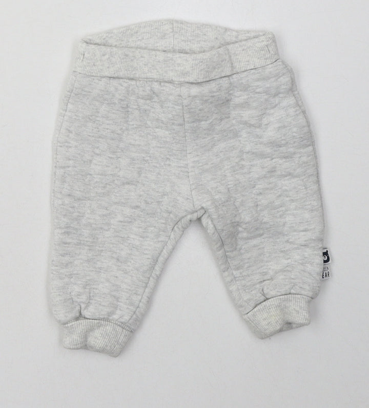 F&F Boys Grey Cotton Jogger Trousers Size 3-6 Months