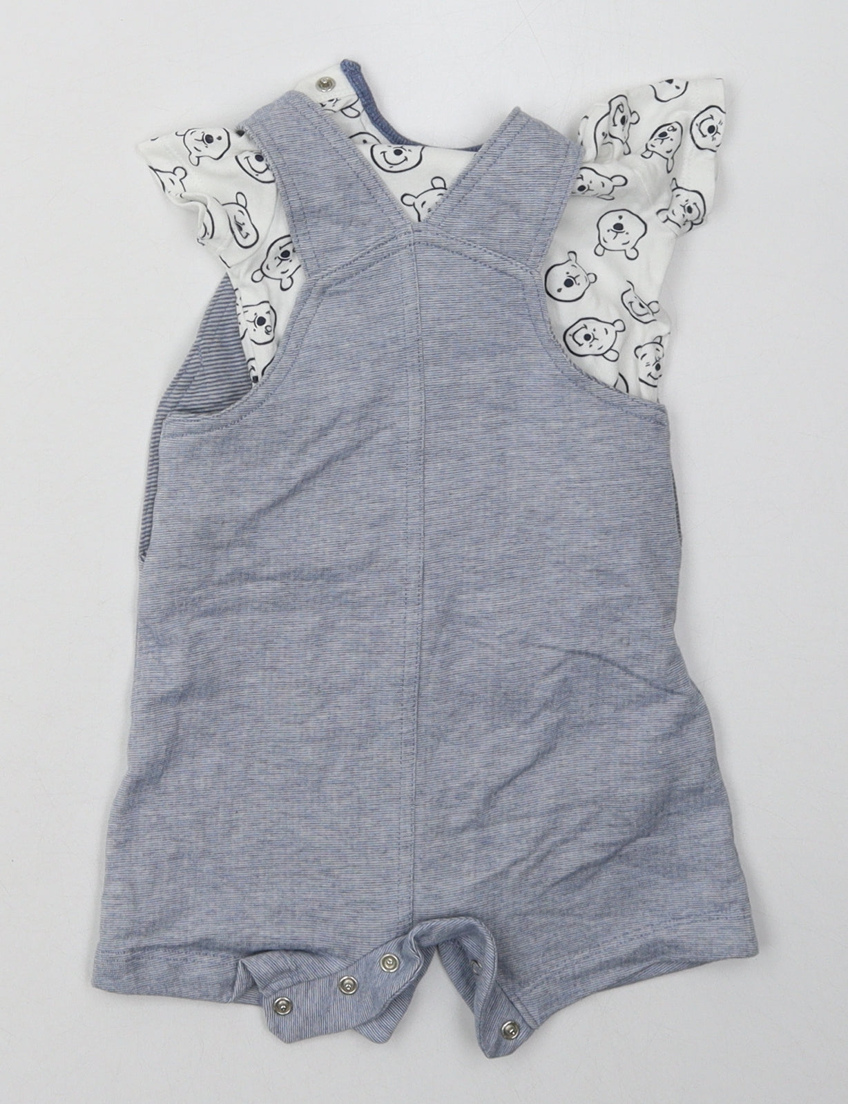 George Boys Blue Geometric Cotton Dungaree One-Piece Size 3-6 Months  Button - Winnie The Pooh