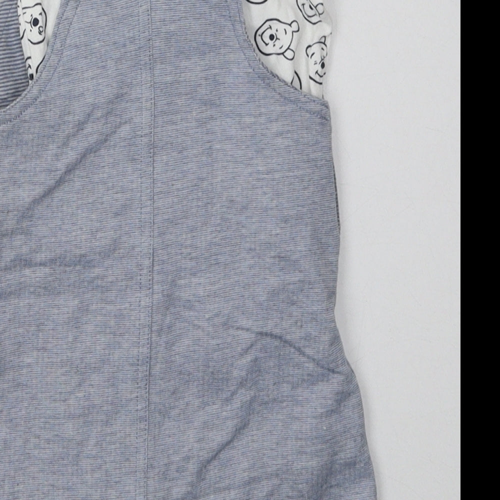 George Boys Blue Geometric Cotton Dungaree One-Piece Size 3-6 Months  Button - Winnie The Pooh
