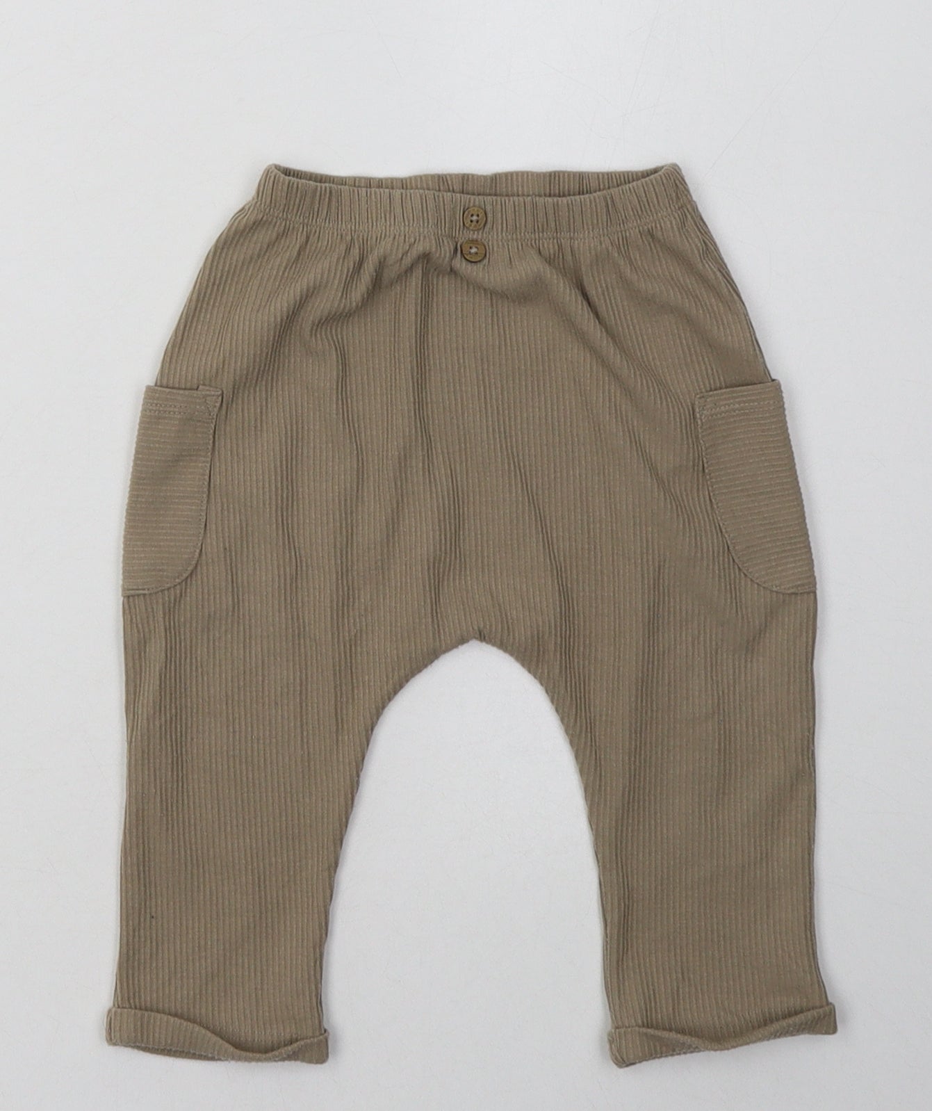 NEXT Girls Beige  Cotton Capri Trousers Size 9-12 Months