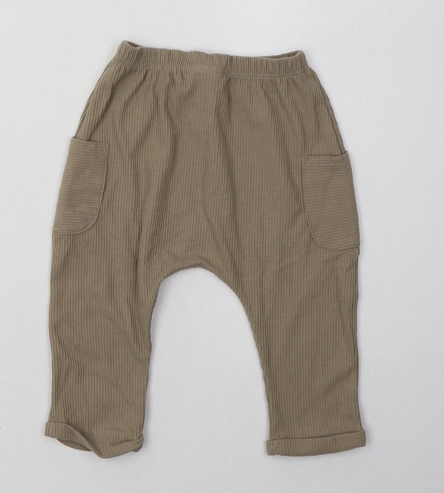 NEXT Girls Beige  Cotton Capri Trousers Size 9-12 Months