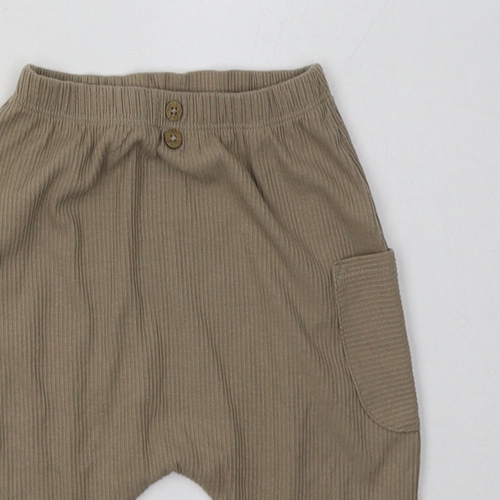 NEXT Girls Beige  Cotton Capri Trousers Size 9-12 Months