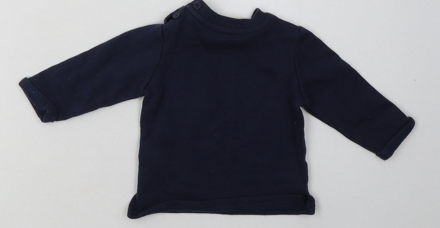 F&F Boys Blue  Cotton Basic Casual Size 3-6 Months Crew Neck Pullover - bear hug