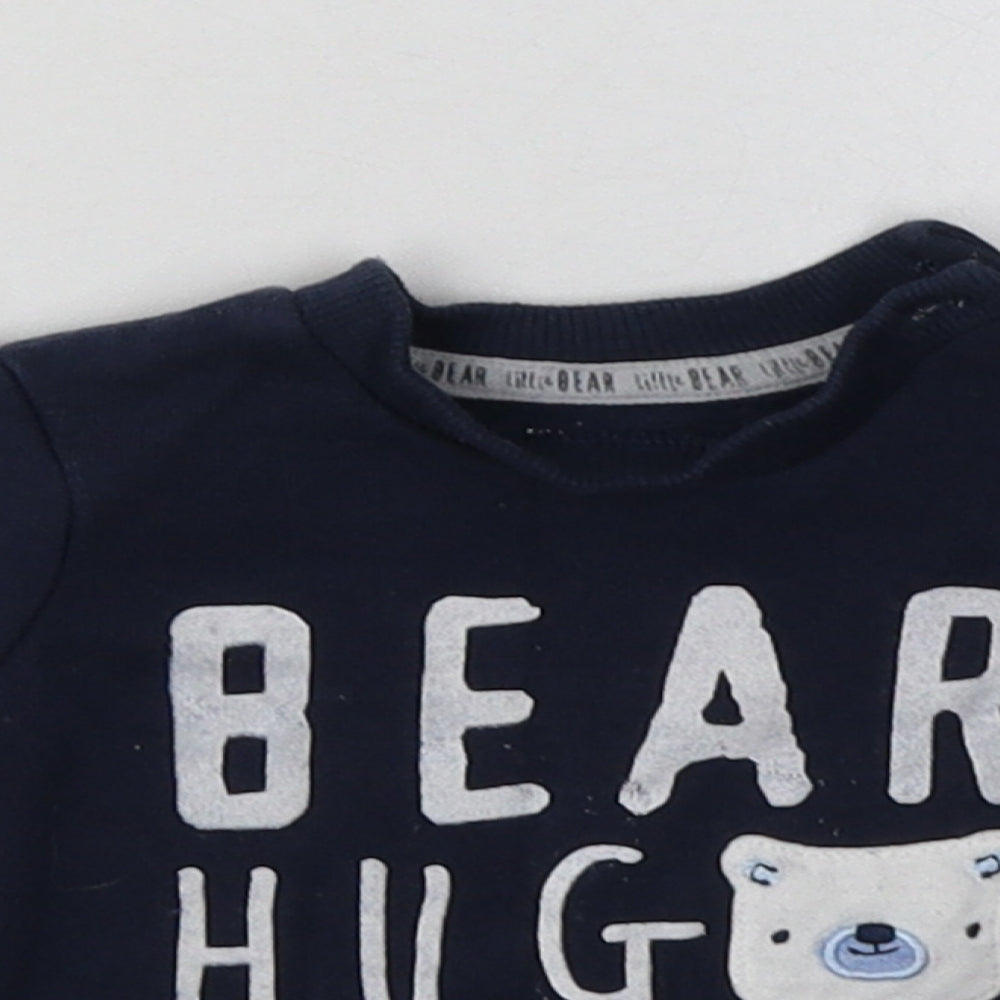 F&F Boys Blue  Cotton Basic Casual Size 3-6 Months Crew Neck Pullover - bear hug