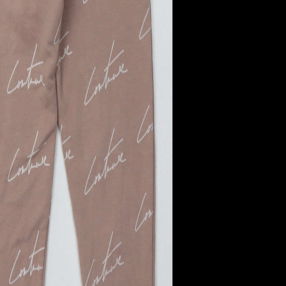 The Couture Club Womens Pink Geometric Cotton Jogger Trousers Size 2XS L26 in Regular Tie