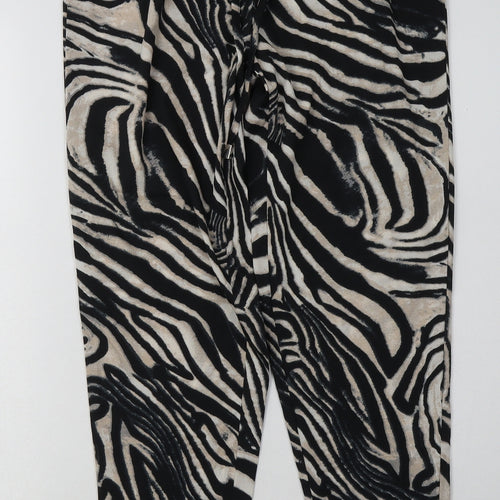 Preworn Womens Beige Animal Print Polyester Trousers  Size 8 L30 in Regular Tie