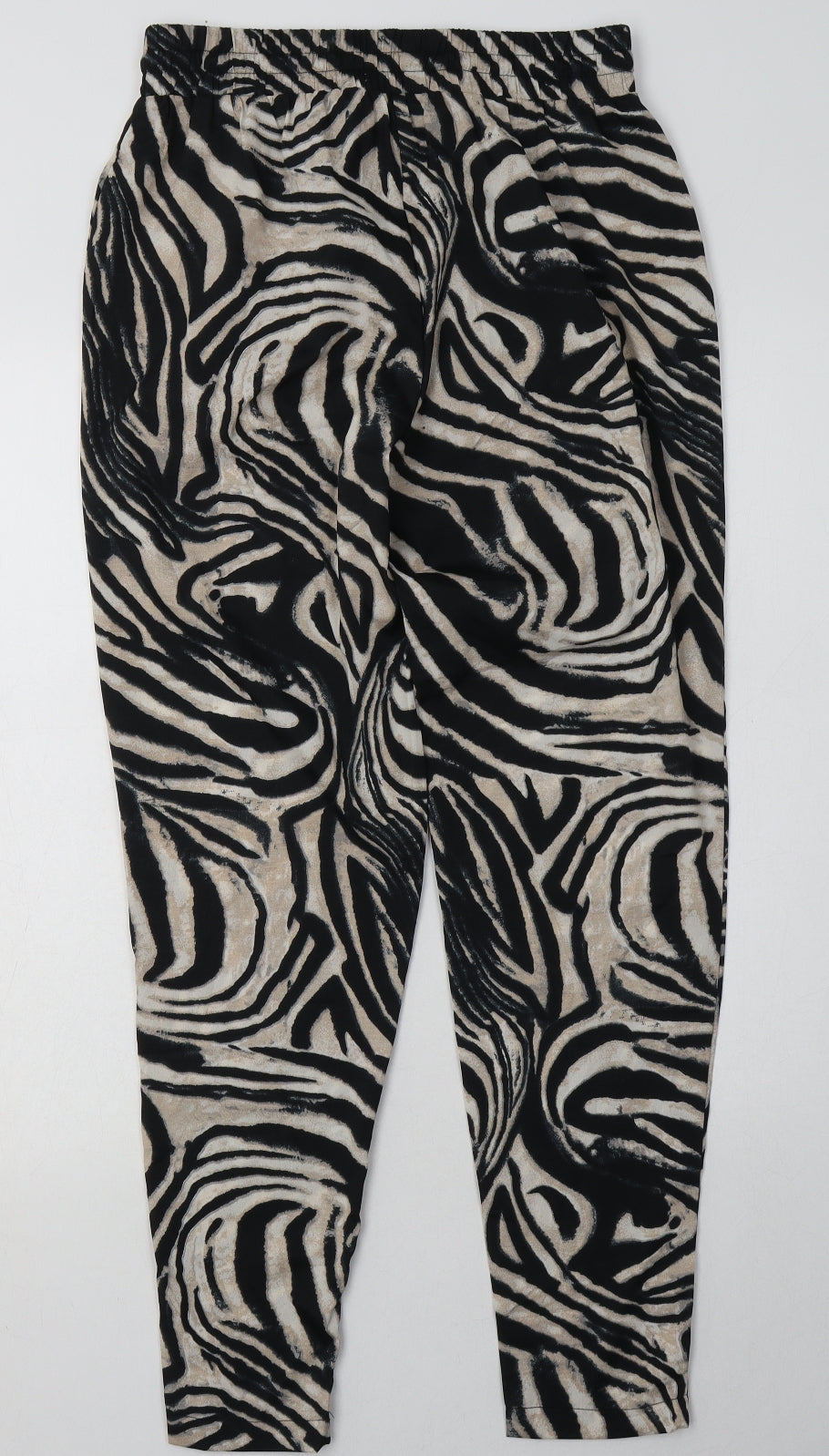 Preworn Womens Beige Animal Print Polyester Trousers  Size 8 L30 in Regular Tie