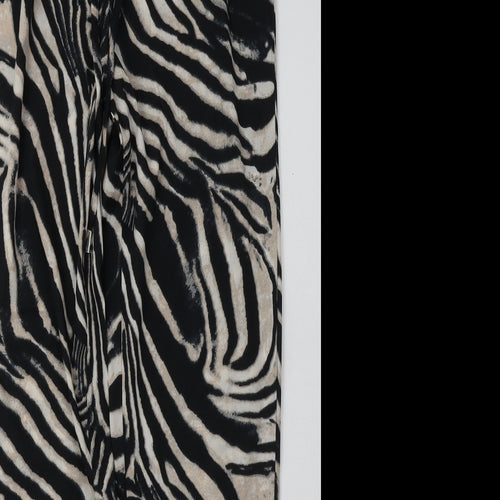 Preworn Womens Beige Animal Print Polyester Trousers  Size 8 L30 in Regular Tie