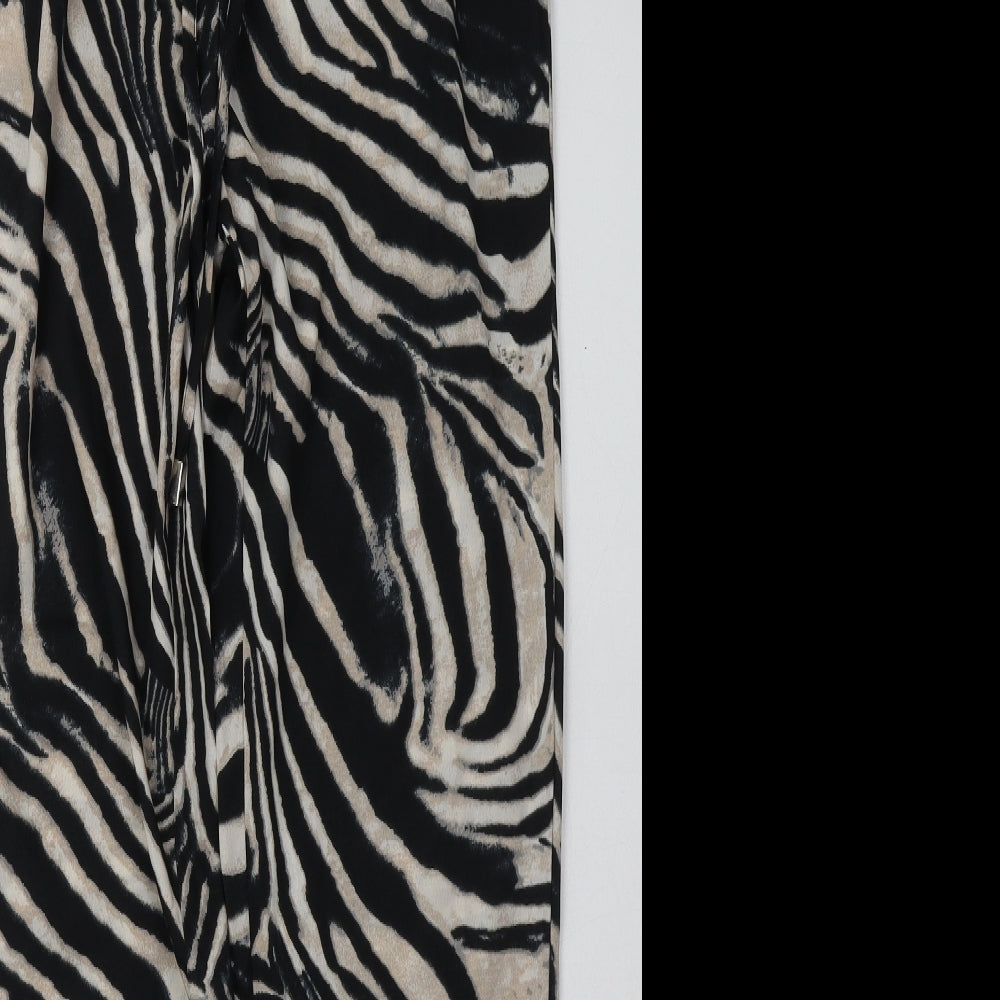 Preworn Womens Beige Animal Print Polyester Trousers  Size 8 L30 in Regular Tie