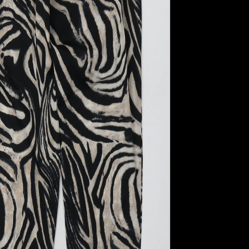 Preworn Womens Beige Animal Print Polyester Trousers  Size 8 L30 in Regular Tie