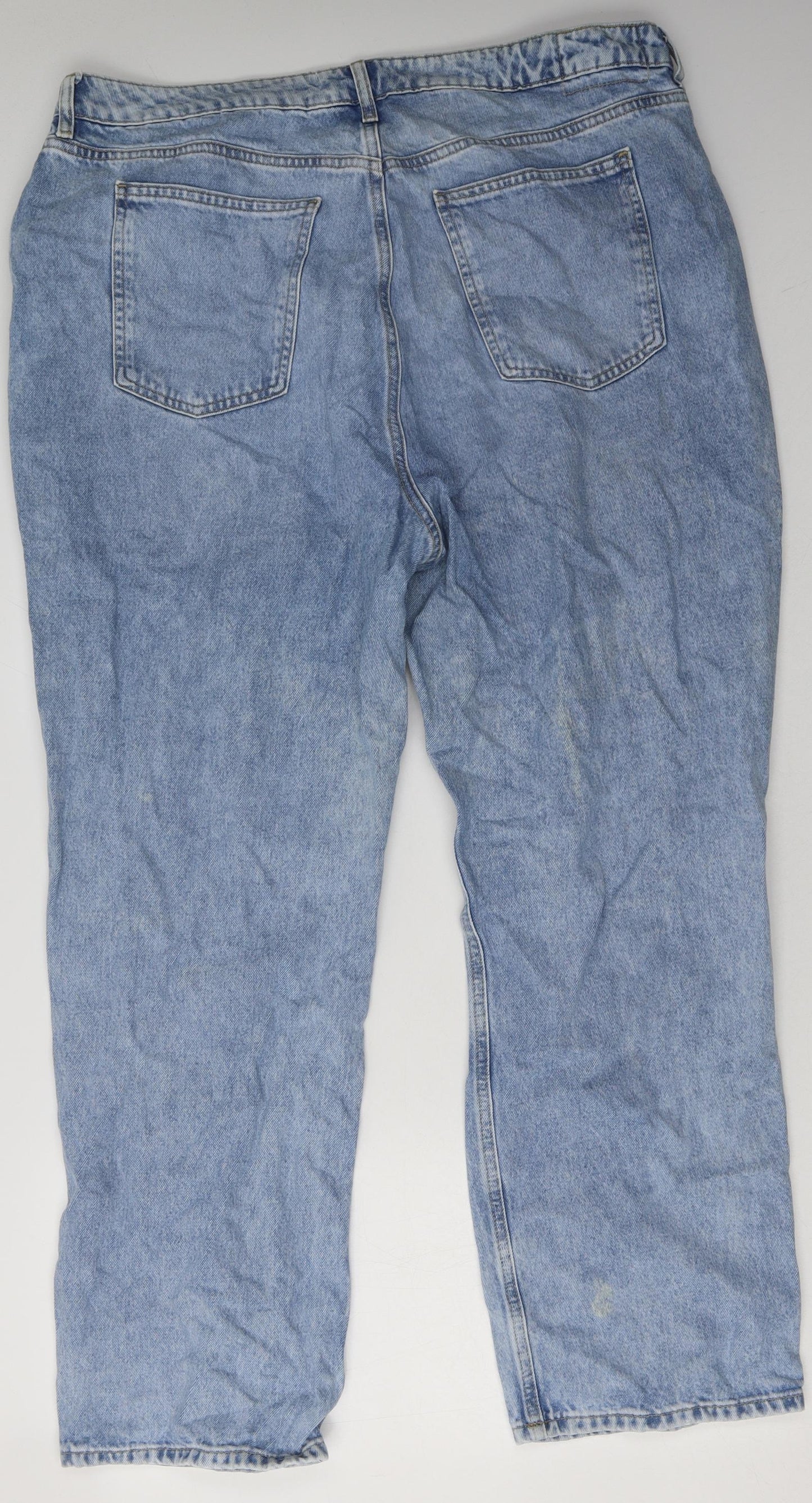 Primark Womens Blue  Cotton Mom Jeans Size 20 L32 in Regular Button