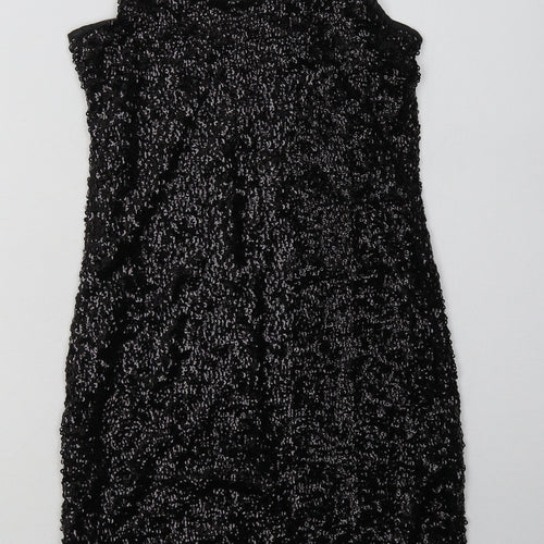 Sweewe Womens Black  Polyester Bodycon  Size S  Scoop Neck Pullover - Sequin Detail