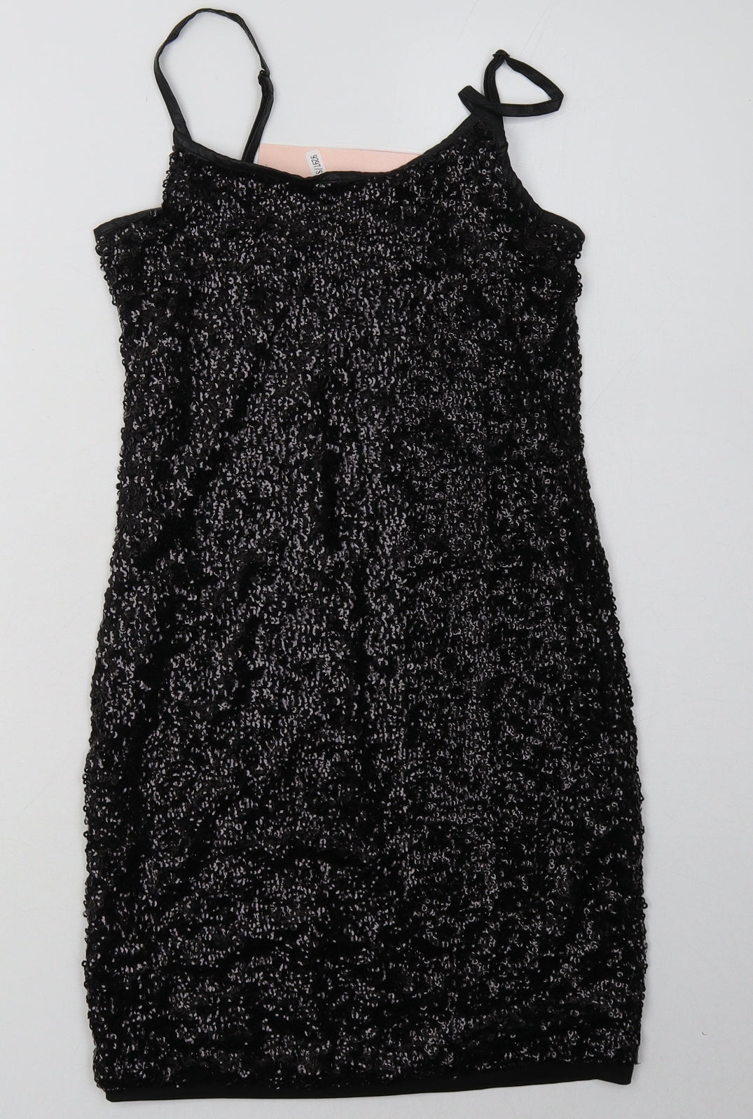 Sweewe Womens Black  Polyester Bodycon  Size S  Scoop Neck Pullover - Sequin Detail