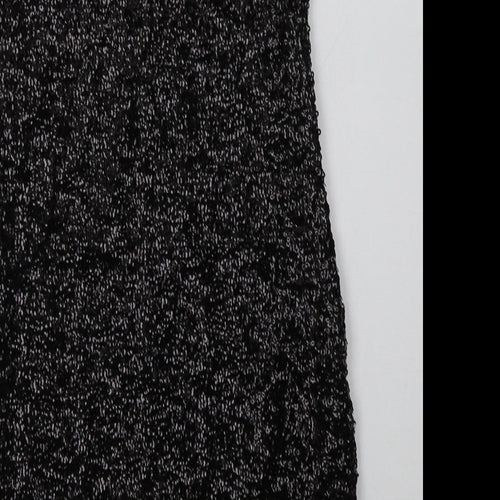 Sweewe Womens Black  Polyester Bodycon  Size S  Scoop Neck Pullover - Sequin Detail