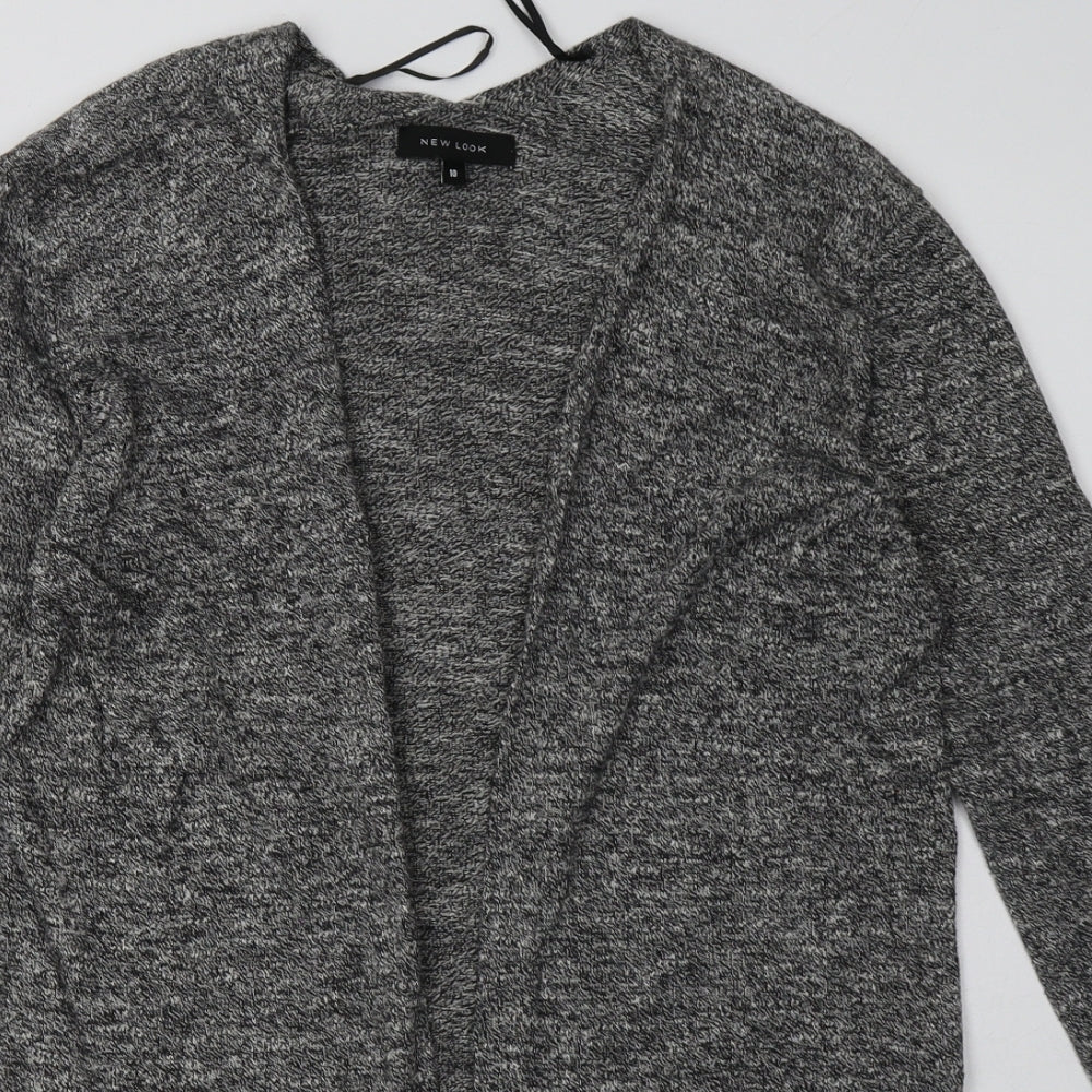 New Look Womens Grey V-Neck  Cotton Cardigan Jumper Size 10