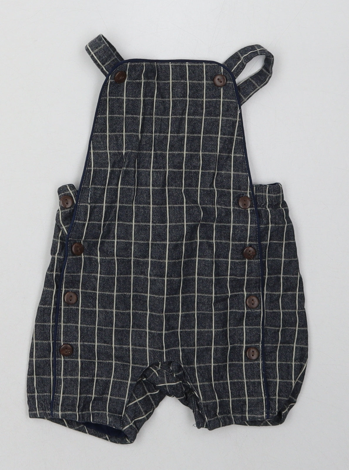 John Lewis Boys Black Check Cotton Dungaree One-Piece Size 3-6 Months  Button