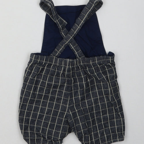 John Lewis Boys Black Check Cotton Dungaree One-Piece Size 3-6 Months  Button