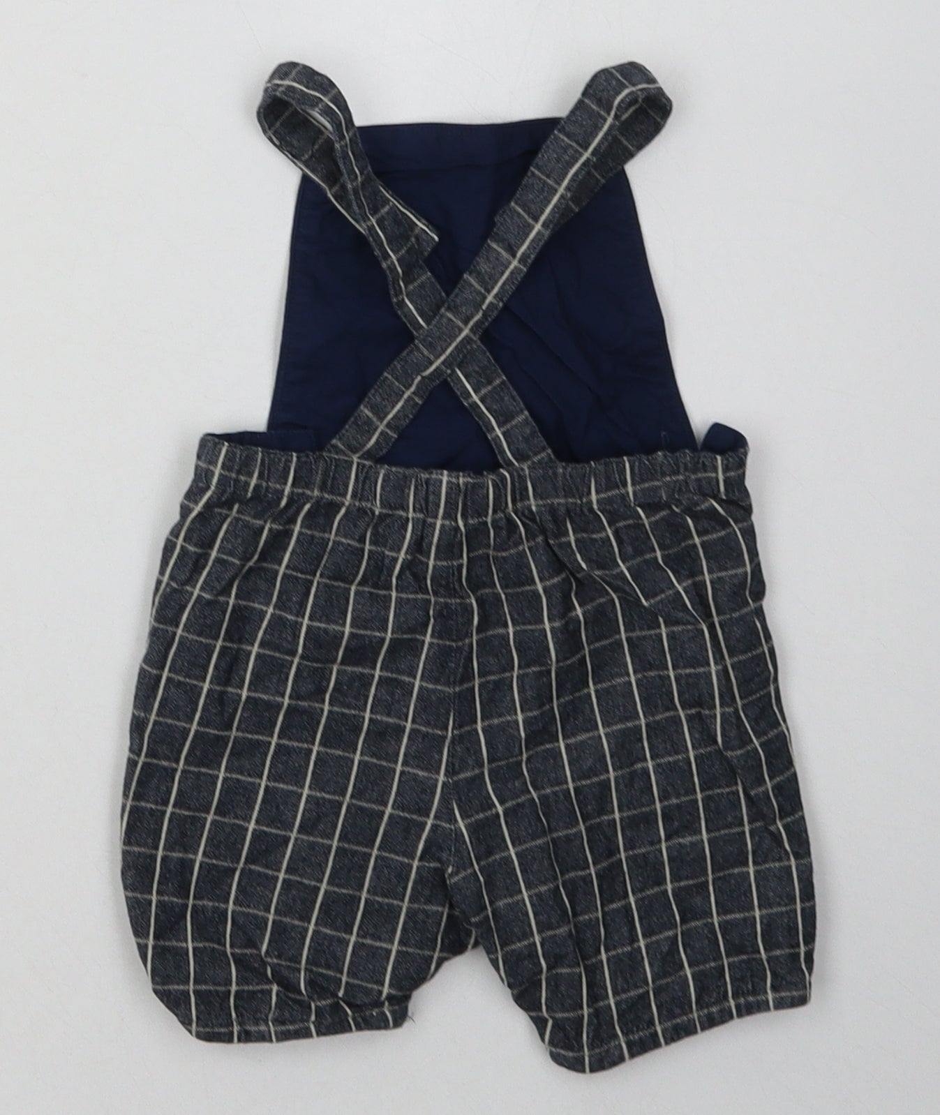 John Lewis Boys Black Check Cotton Dungaree One-Piece Size 3-6 Months  Button