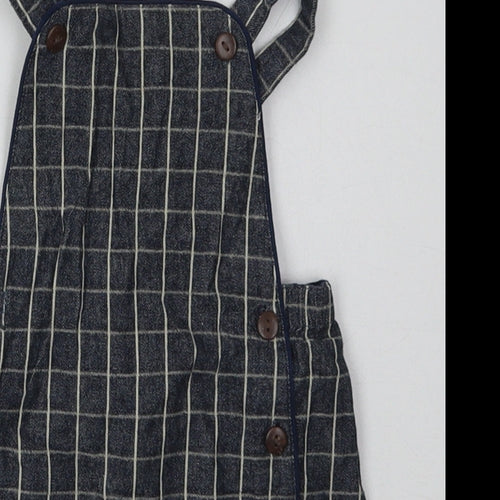 John Lewis Boys Black Check Cotton Dungaree One-Piece Size 3-6 Months  Button