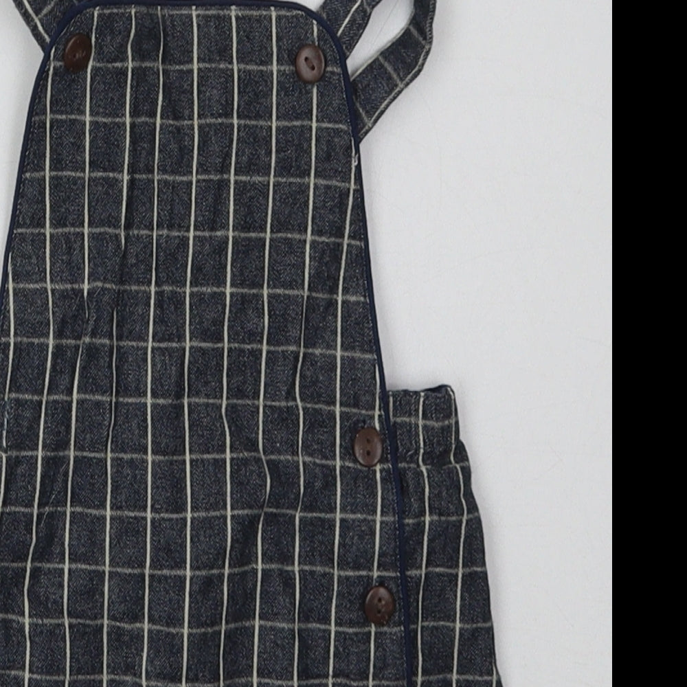 John Lewis Boys Black Check Cotton Dungaree One-Piece Size 3-6 Months  Button
