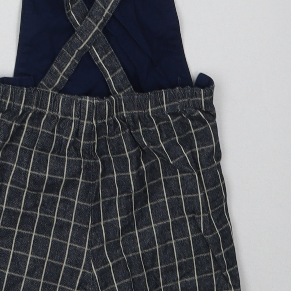 John Lewis Boys Black Check Cotton Dungaree One-Piece Size 3-6 Months  Button