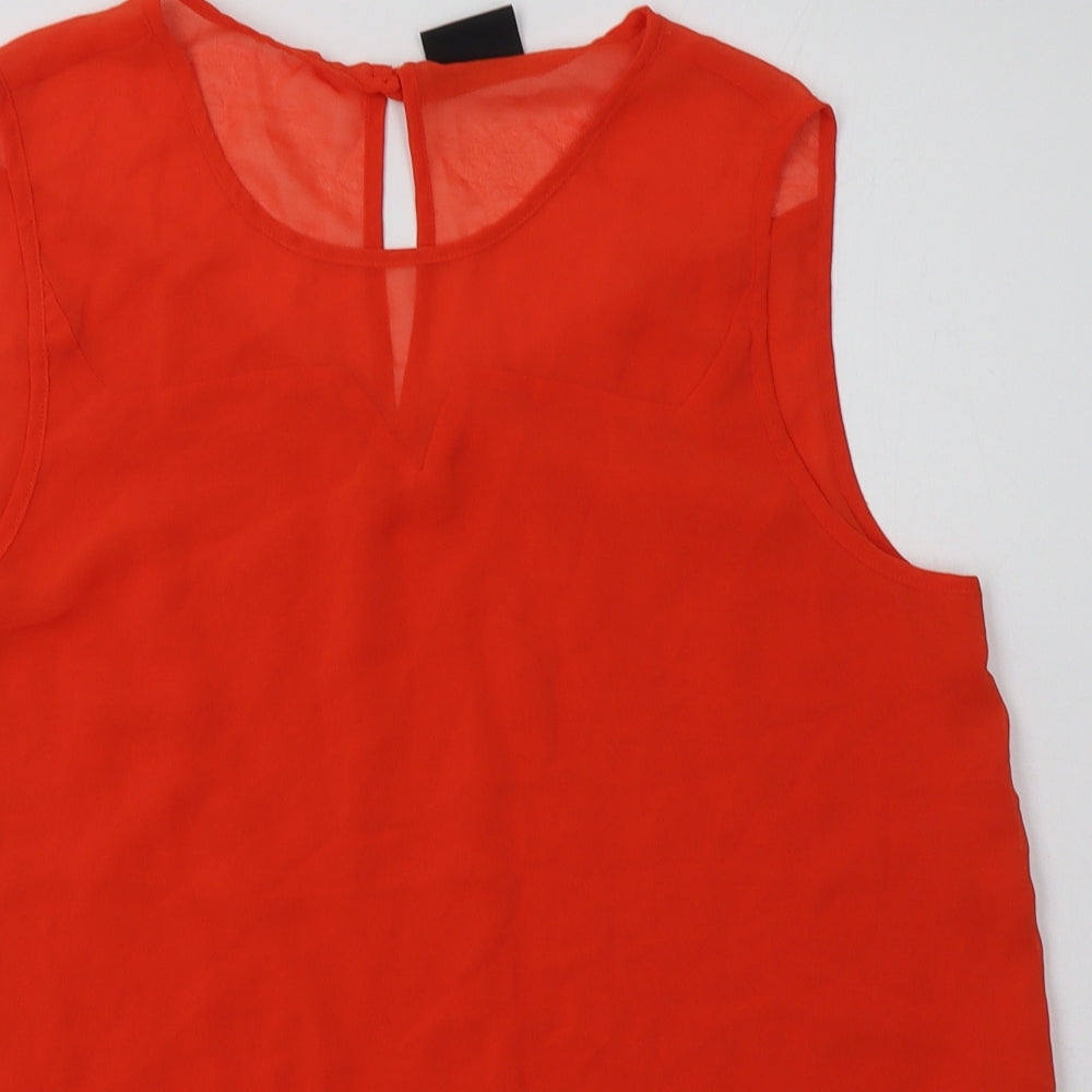 VILA Womens Orange  Polyester Basic Tank Size M Crew Neck