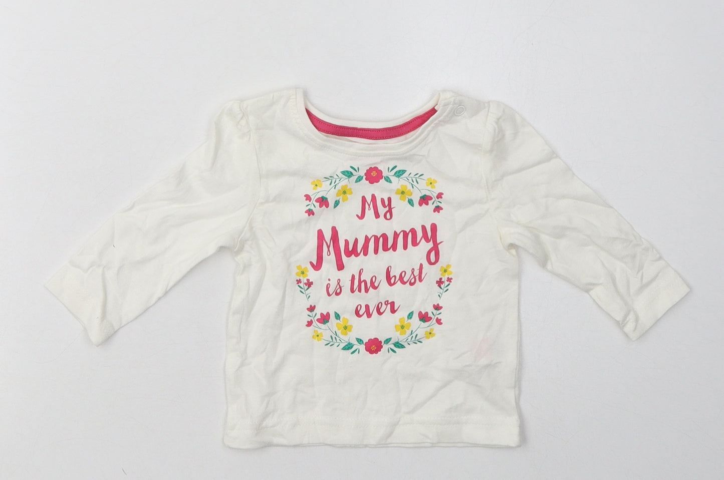 Primark Girls White  Cotton Basic Casual Size 3-6 Months Crew Neck Pullover - my mummy is the best