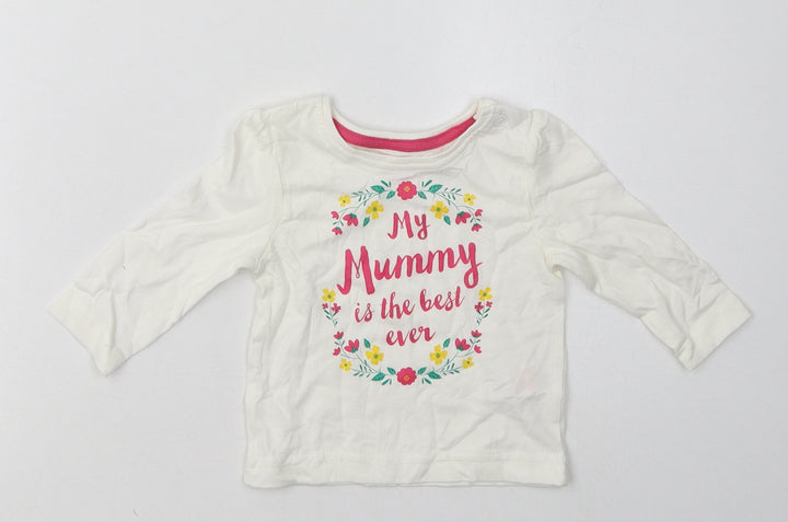Primark Girls White  Cotton Basic Casual Size 3-6 Months Crew Neck Pullover - my mummy is the best