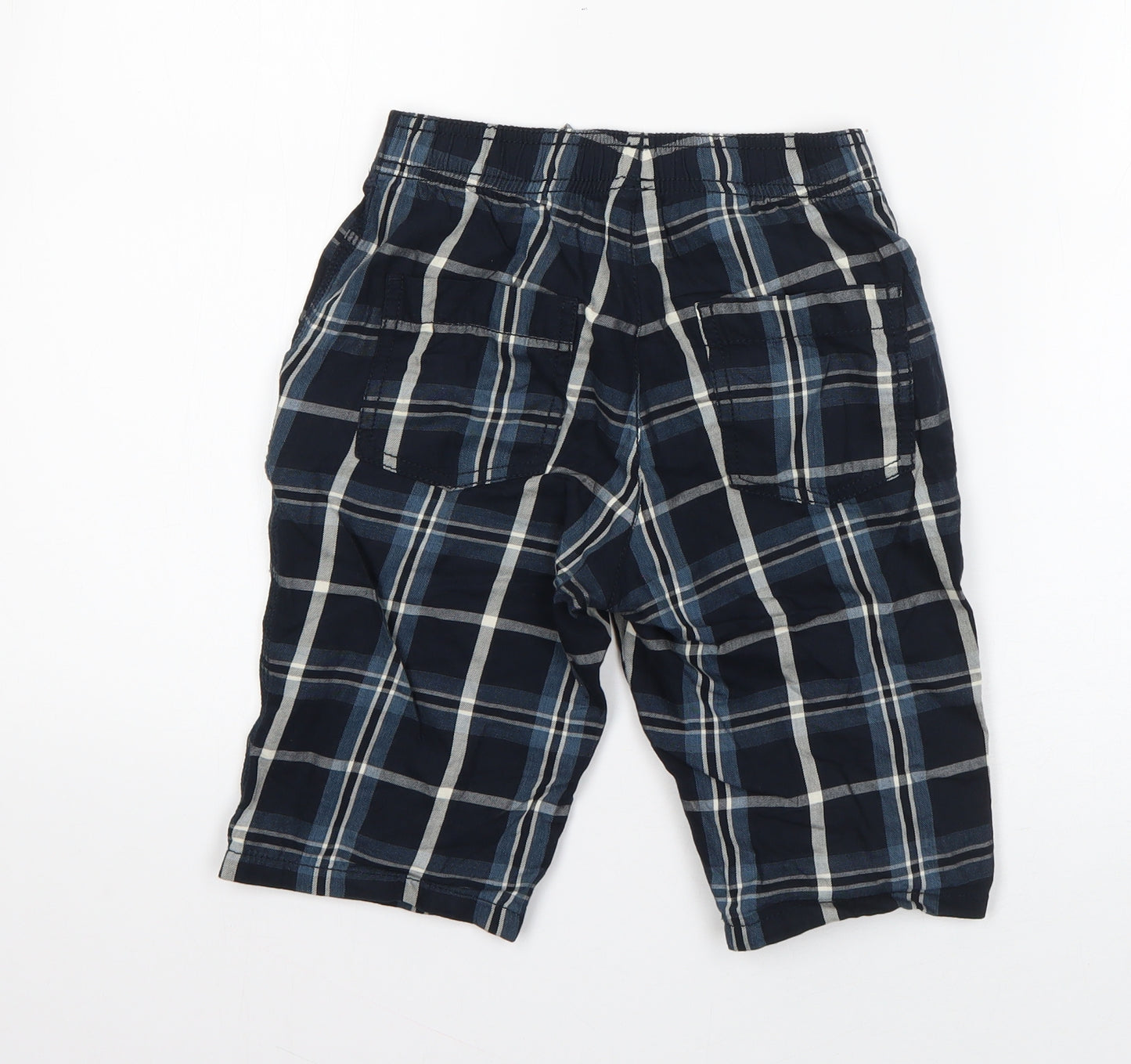 TU Boys Blue Check Cotton Bermuda Shorts Size 8 Years  Regular Drawstring