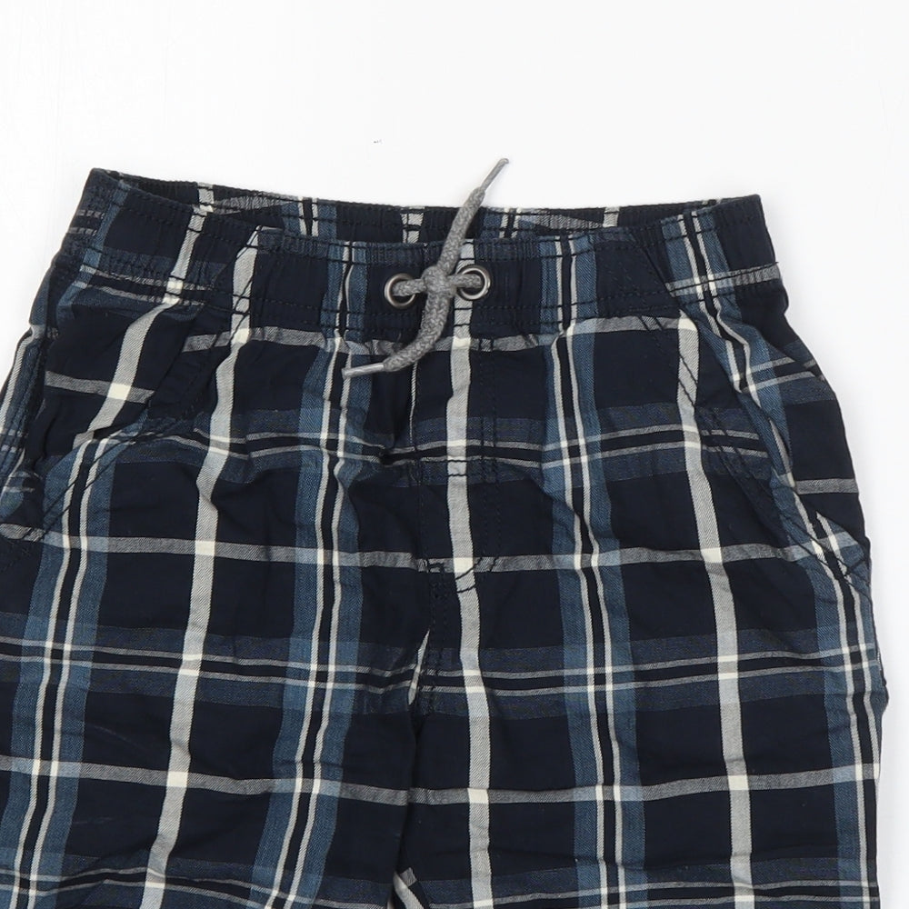 TU Boys Blue Check Cotton Bermuda Shorts Size 8 Years  Regular Drawstring