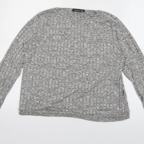 Boohoo Womens Grey  Polyester Pullover Sweatshirt Size 16  Pullover