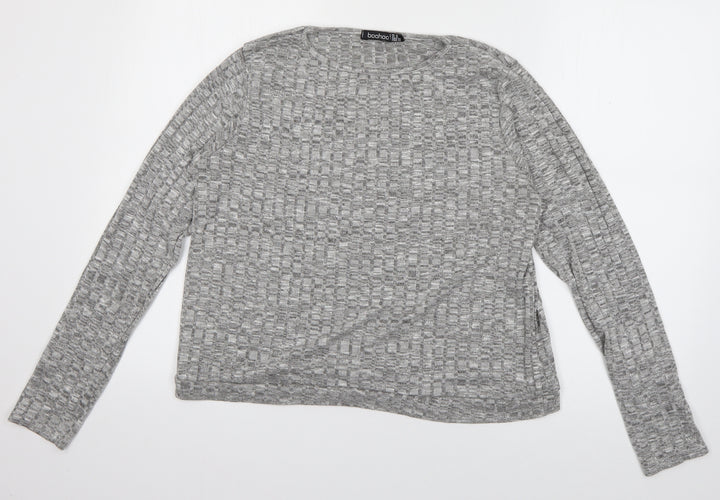 Boohoo Womens Grey Polyester Pullover Sweatshirt Size 16 Pullover