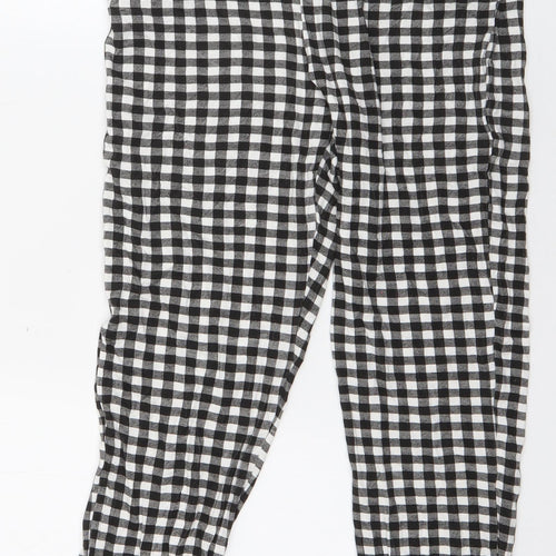 PRETTYLITTLETHING Womens Black Check Polyester Trousers  Size 12 L26 in Regular