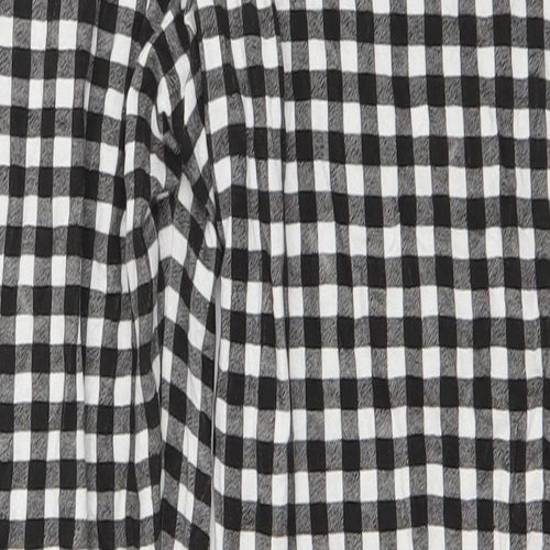 PRETTYLITTLETHING Womens Black Check Polyester Trousers  Size 12 L26 in Regular