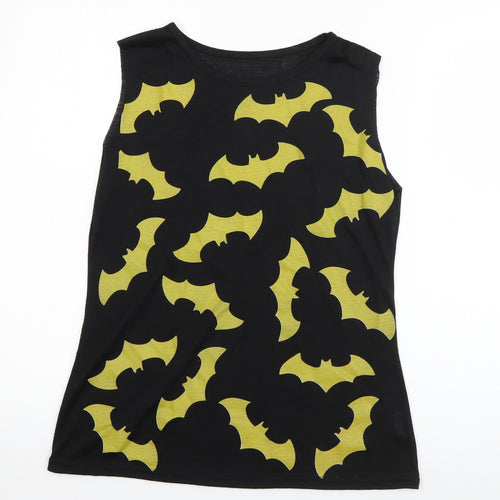 Preworn Womens Black Geometric Polyester Basic T-Shirt Size M Boat Neck - Batman