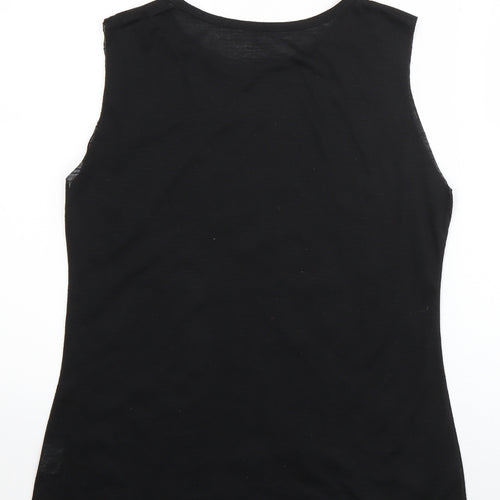 Preworn Womens Black Geometric Polyester Basic T-Shirt Size M Boat Neck - Batman