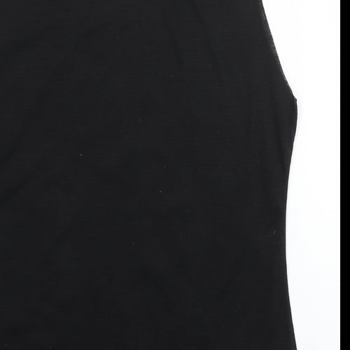 Preworn Womens Black Geometric Polyester Basic T-Shirt Size M Boat Neck - Batman
