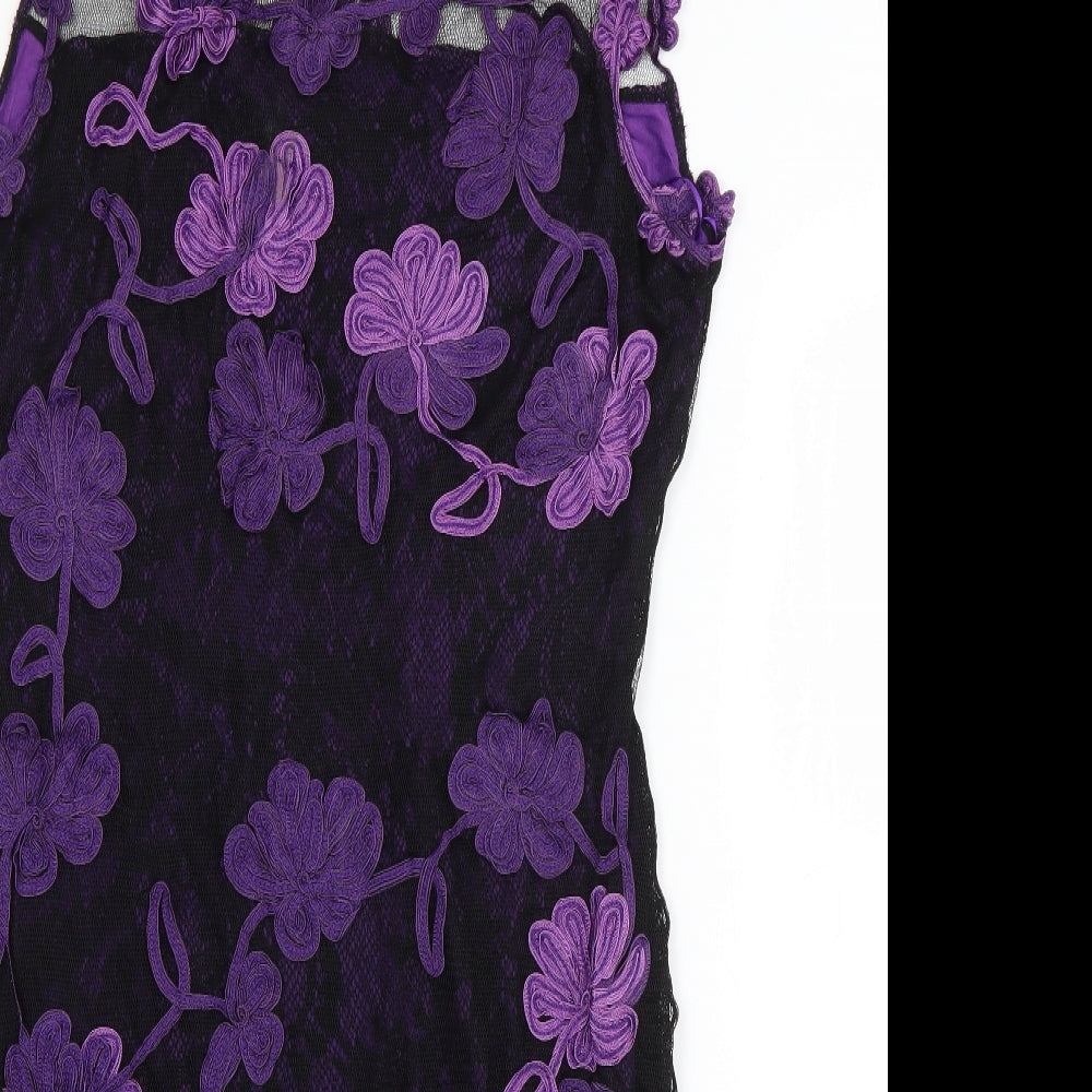 Phase Eight Womens Black Floral Nylon A-Line  Size 18  Boat Neck Pullover