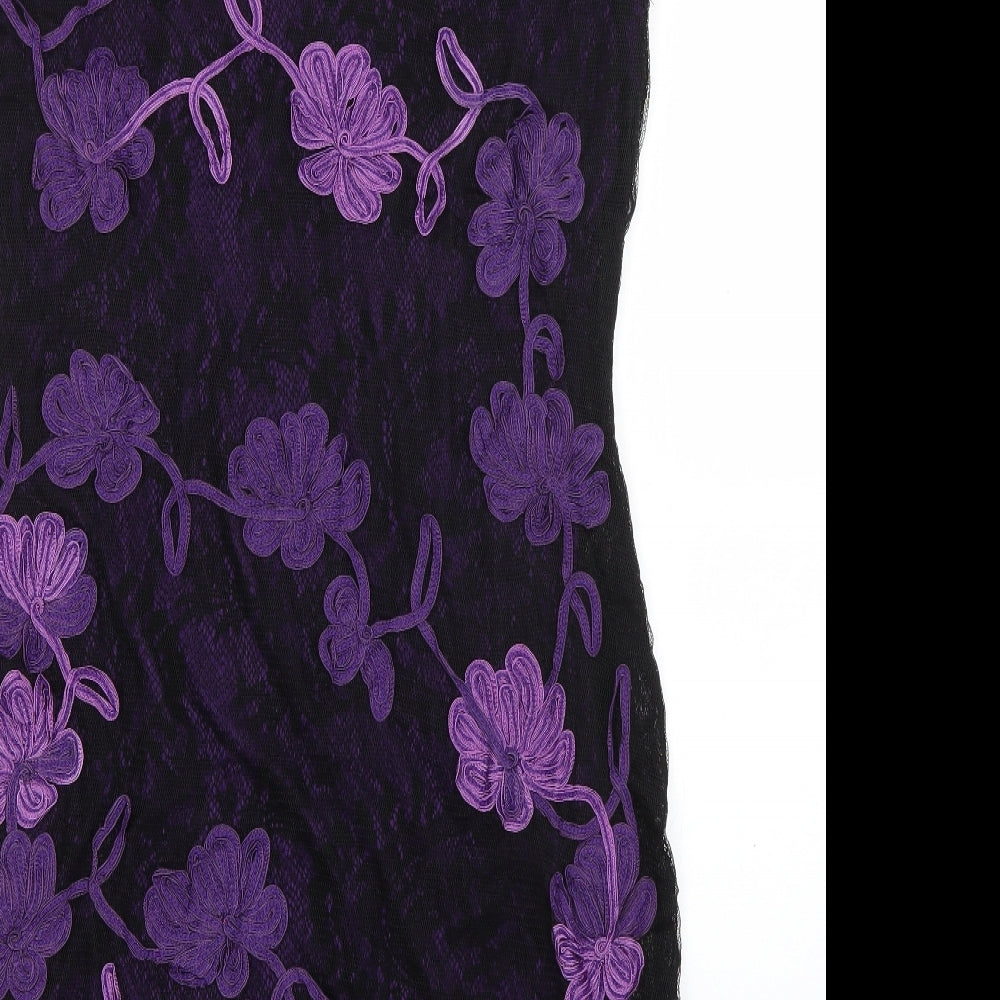 Phase Eight Womens Black Floral Nylon A-Line  Size 18  Boat Neck Pullover
