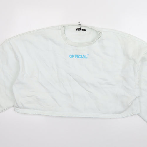 Boohoo Womens Ivory  Cotton Pullover Sweatshirt Size 14  Pullover - Official