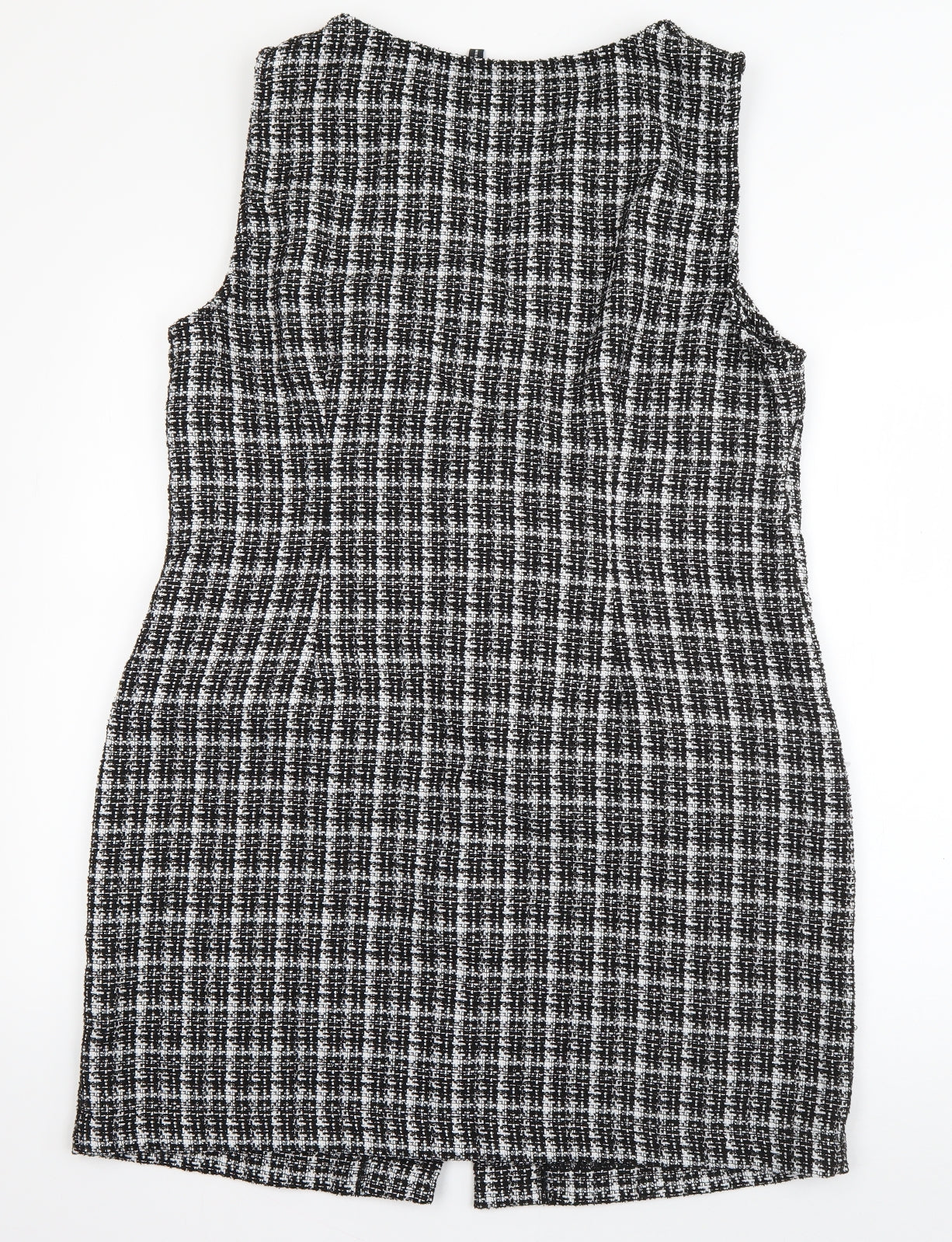 ASOS Womens Black Plaid Polyester Pinafore/Dungaree Dress  Size 18  V-Neck Pullover