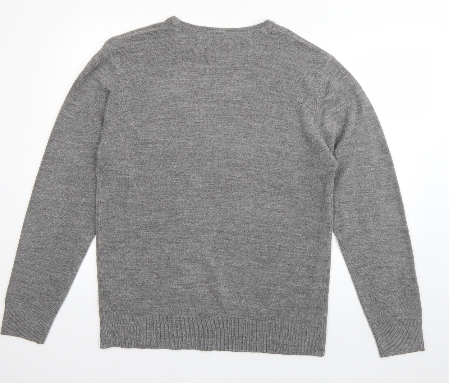 Peacocks Womens Grey Round Neck  Acrylic Pullover Jumper Size L