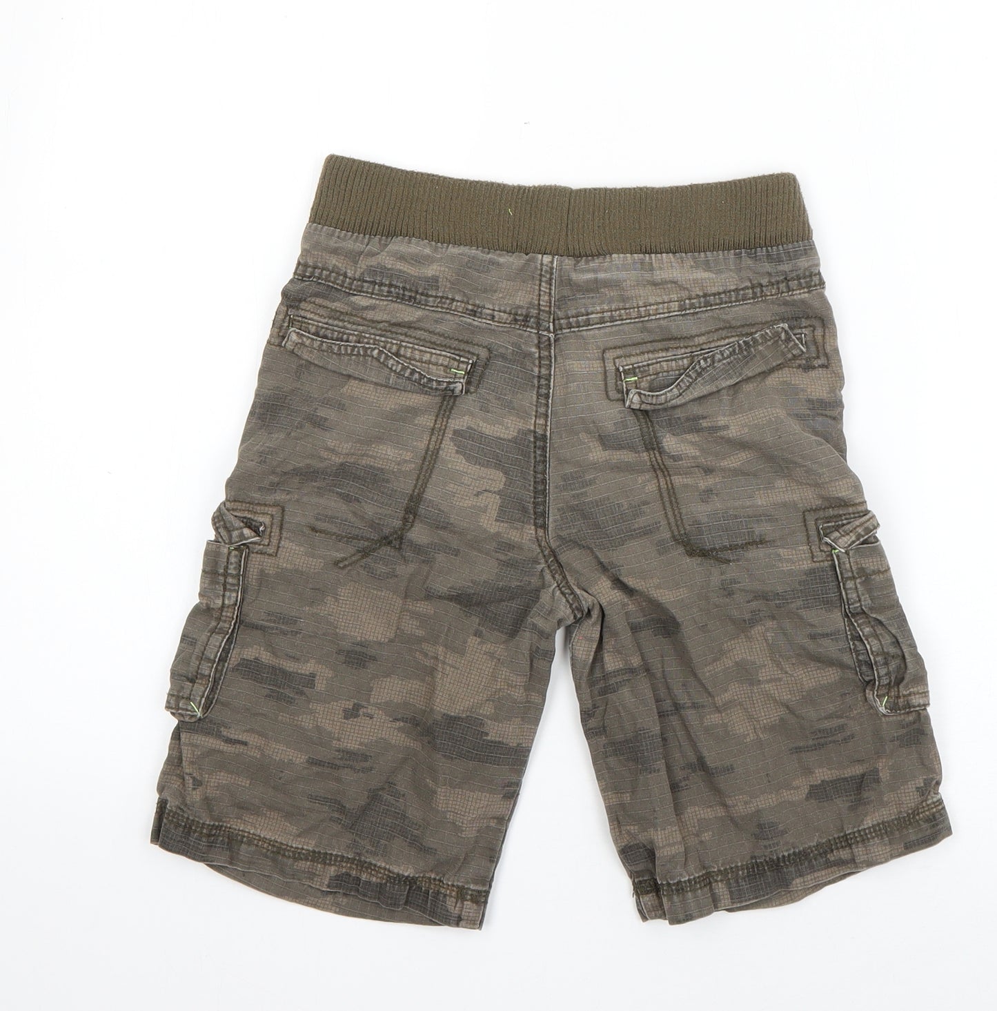 George Boys Green Camouflage Cotton Bermuda Shorts Size 7-8 Years  Regular Drawstring
